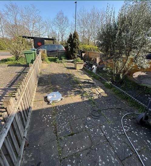 Rear garden patio before pressure washing