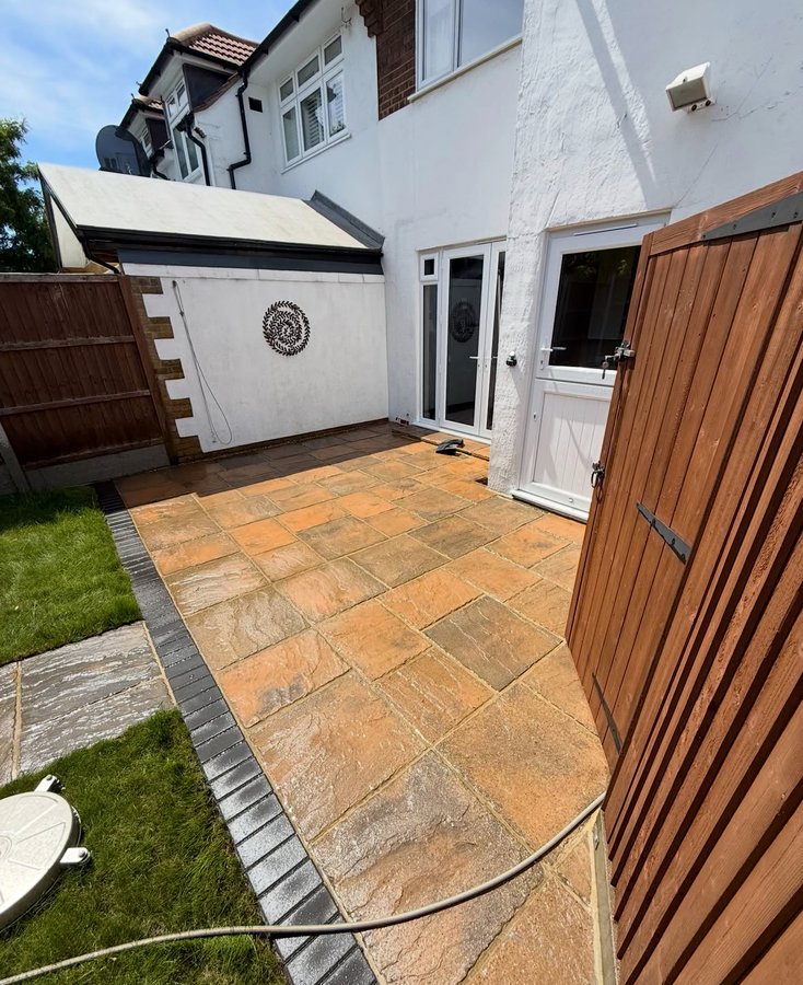 Patio after pressure washing
