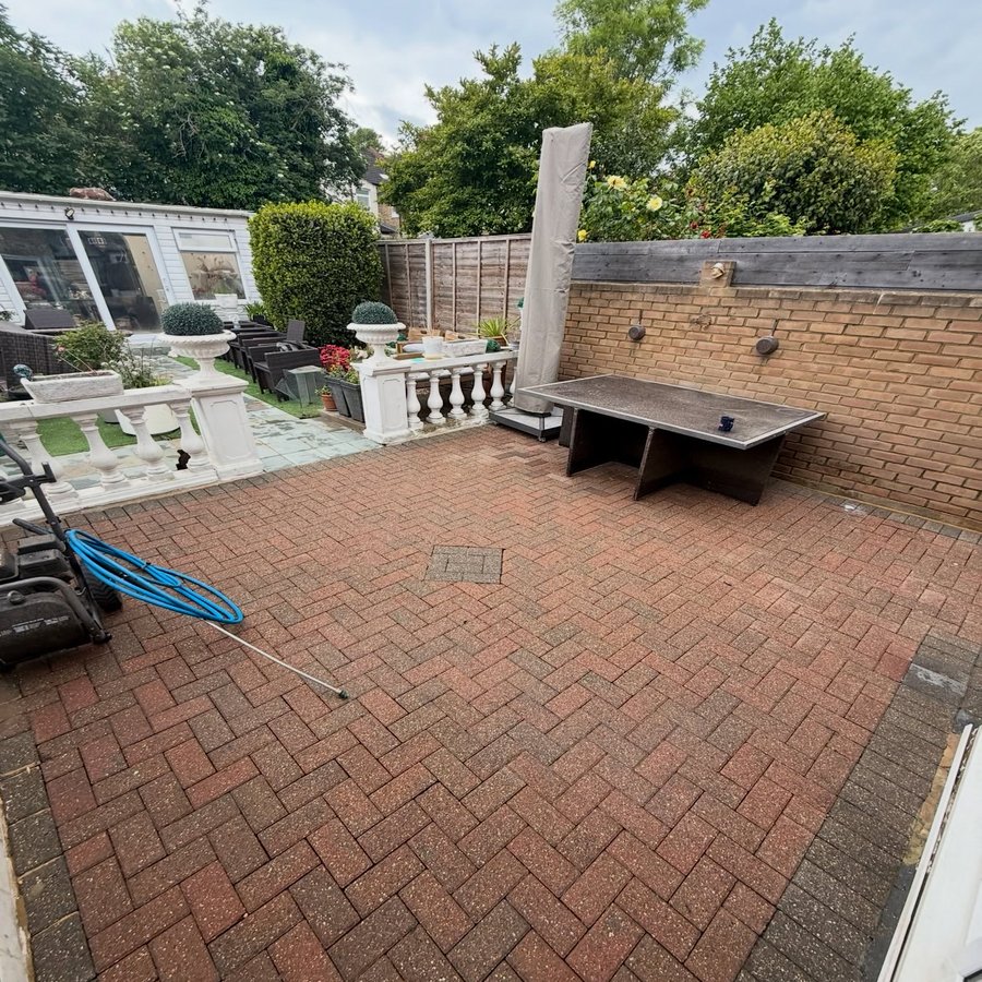 Block paving driveway after pressure washing